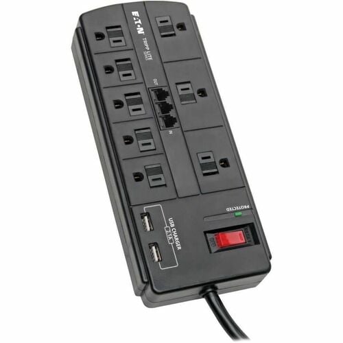 Tripp Lite Surge Protector 8-Outlet 2 USB Charging Ports Tel/Modem 8ft