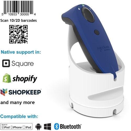 Socket Mobile SocketScan® S740, escáner de código de barras universal, base azul y blanca - W