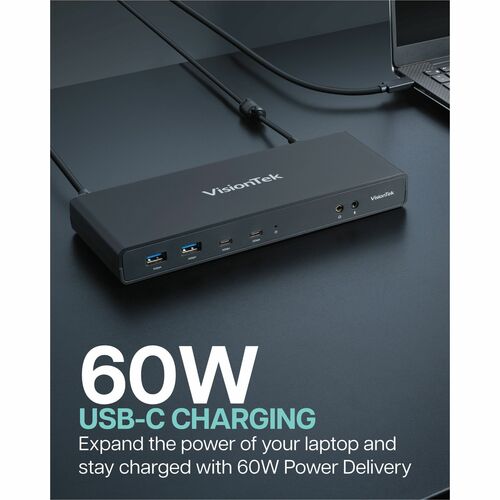 VisionTek Dual 4K USB PD Dock - Doble pantalla con resoluciones de hasta 4K, USB 3.0, USB