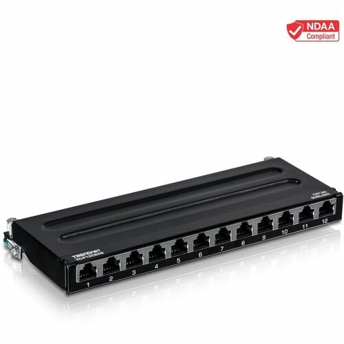 TRENDnet 12-Port Cat6A Shielded Patch Panel, 10G Ready, Cat5e,Cat6,Cat6A Compatible, Metal