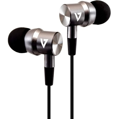 Auriculares estéreo con aislamiento de ruido V7 y micrófono en línea