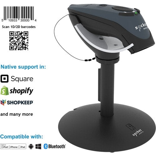 Socket Mobile DuraScan® D740, escáner de código de barras universal, gris, con base de carga