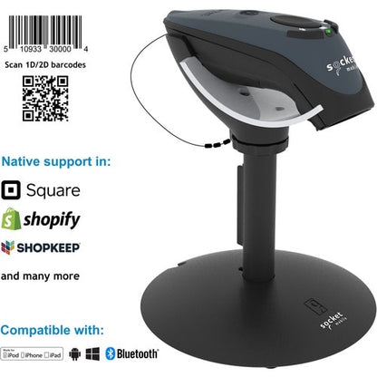 Socket Mobile DuraScan® D740, escáner de código de barras universal, gris, con base de carga