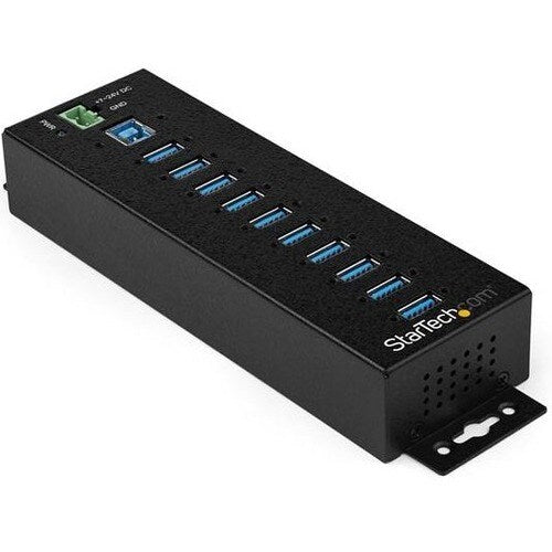 Concentrador de datos USB 3.0 industrial de metal StarTech.com de 10 puertos con adaptador de corriente