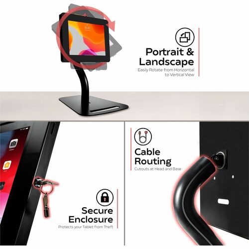 CTA Digital Premium Height-Adjustable Floor-to-Desk Security Kiosk for Tablets -