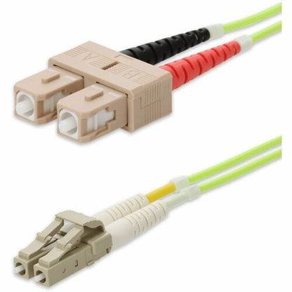 AddOn 10m SC to LC Lime Green OM5 Duplex OFNR (Riser-Rated) Fiber Patch Cable -