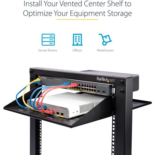 StarTech.com 2 Post Server Rack Shelf - Vented - Center Mount - Up to
