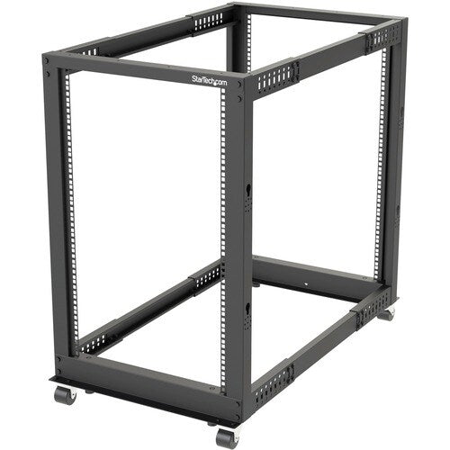 StarTech.com Rack de servidor móvil de 4 postes y 18U con marco abierto, rack de red de 19"