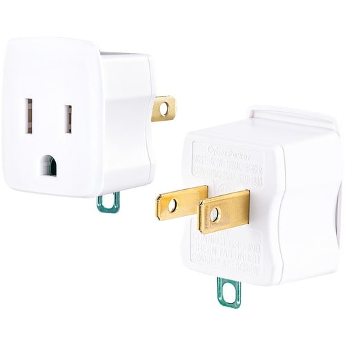 CyberPower GT1W2PK Multipack - (2) adaptadores de 3 a 2 clavijas, blanco, edición limitada L