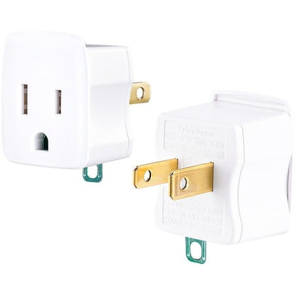 CyberPower GT1W2PK Multipack - (2) adaptadores de 3 a 2 clavijas, blanco, edición limitada L