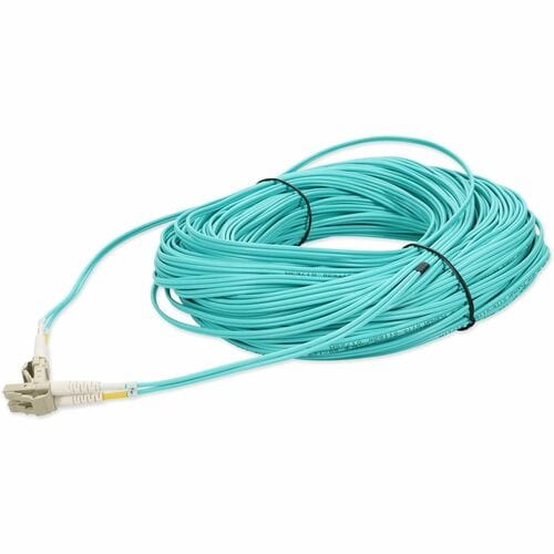 Câble de raccordement fibre optique duplex plénum OM4 Aqua droit LC (mâle) vers LC (mâle) AddOn 76 m