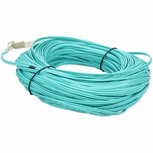 Câble de raccordement fibre optique duplex plénum OM4 Aqua droit LC (mâle) vers LC (mâle) AddOn 76 m