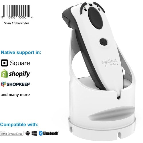 Socket Mobile DuraScan® D730, escáner de código de barras láser, blanco y base de carga - Wir