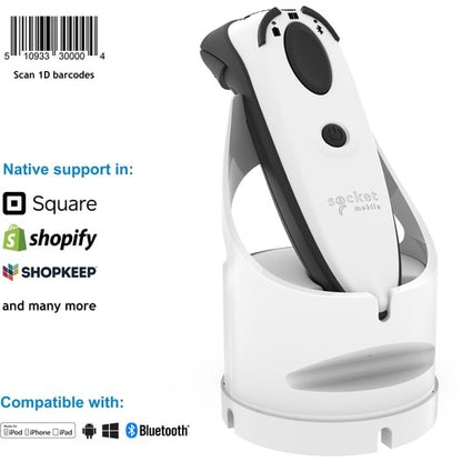 Socket Mobile DuraScan® D730, escáner de código de barras láser, blanco y base de carga - Wir