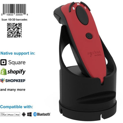 Socket Mobile DuraScan® D740, Universal Barcode Scanner, Red & Charging Dock - W