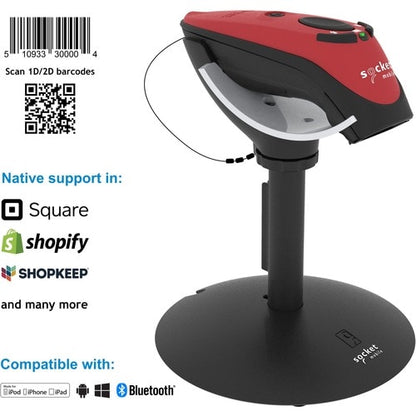 Socket Mobile DuraScan® D740, Universal Barcode Scanner, Red & Charging Stand -