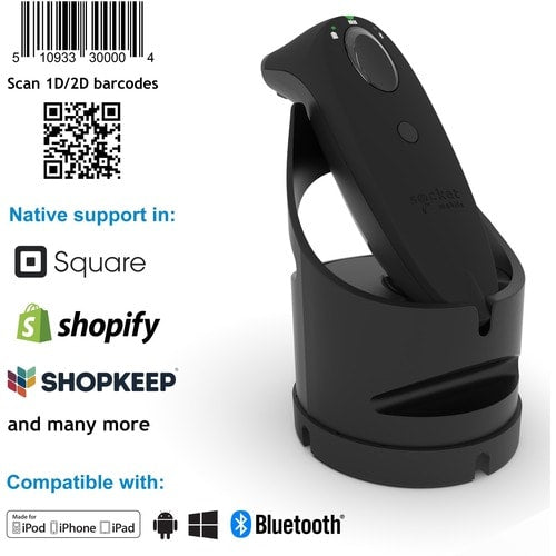 Socket Mobile SocketScan® S740, escáner de código de barras universal, base negra y negra -