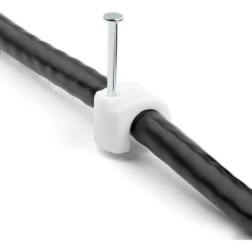 StarTech.com 100 Pk (L) Cable Clips w/ Nail - Reusable Nail-in Clamps - Cord Mounting/Hold