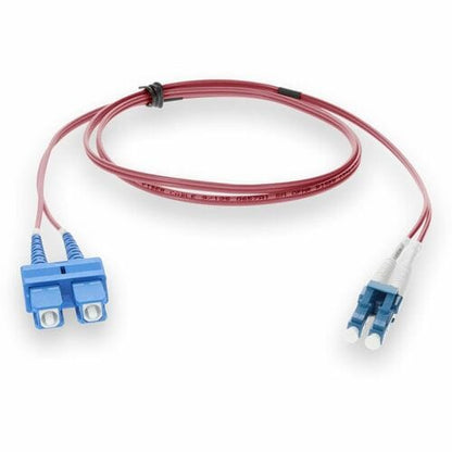 AddOn 7m LC (Male) to SC (Male) Pink OS2 Duplex Fiber OFNR (Riser-Rated) Patch C