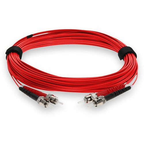 AddOn 3m ST (Male) to ST (Male) Red OM3 Duplex Fiber OFNR (Riser-Rated) Patch Ca