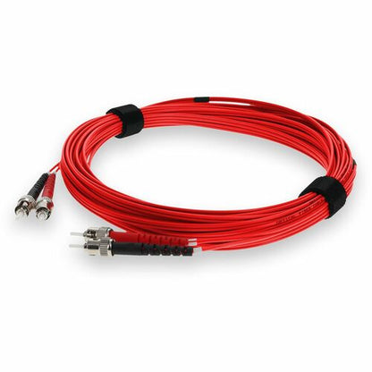 AddOn 3m ST (Male) to ST (Male) Red OM3 Duplex Fiber OFNR (Riser-Rated) Patch Ca
