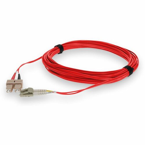 AddOn 2m LC (Male) to SC (Male) Red OM3 Duplex Fiber OFNR (Riser-Rated) Patch Ca