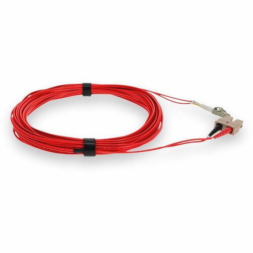 AddOn 2m LC (Male) to SC (Male) Red OM3 Duplex Fiber OFNR (Riser-Rated) Patch Ca