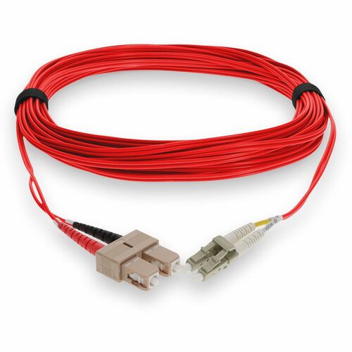AddOn 2m LC (Male) to SC (Male) Red OM3 Duplex Fiber OFNR (Riser-Rated) Patch Ca