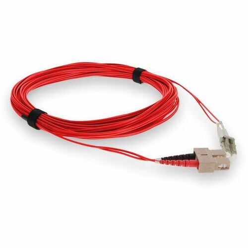 AddOn 2m LC (Male) to SC (Male) Red OM3 Duplex Fiber OFNR (Riser-Rated) Patch Ca