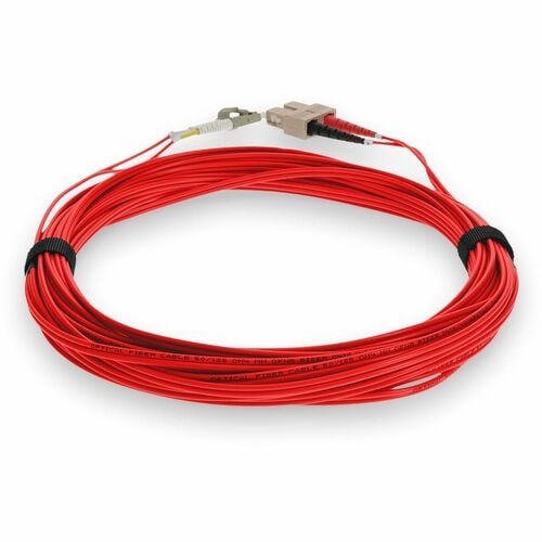 AddOn 2m LC (Male) to SC (Male) Red OM3 Duplex Fiber OFNR (Riser-Rated) Patch Ca