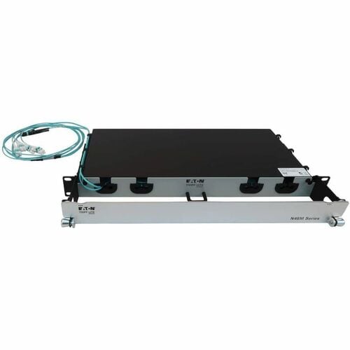 Tripp Lite by Eaton N48M-2M8L4-20 Preloaded Fiber Panel - 4 x Duplex - 1U High - Aqua, Bla