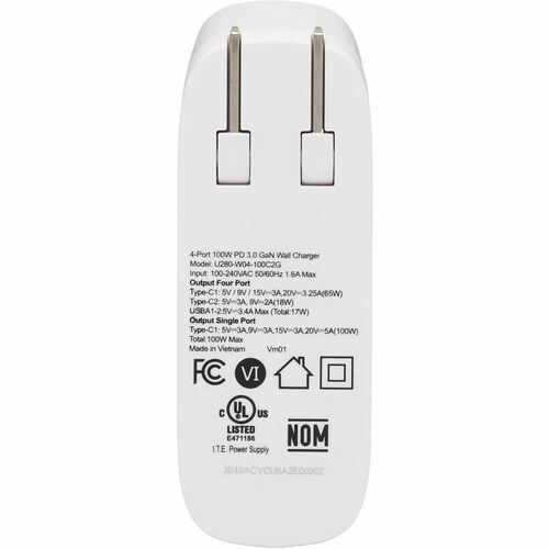 Adaptateur secteur Tripp Lite par Eaton U280-W04-100C2G