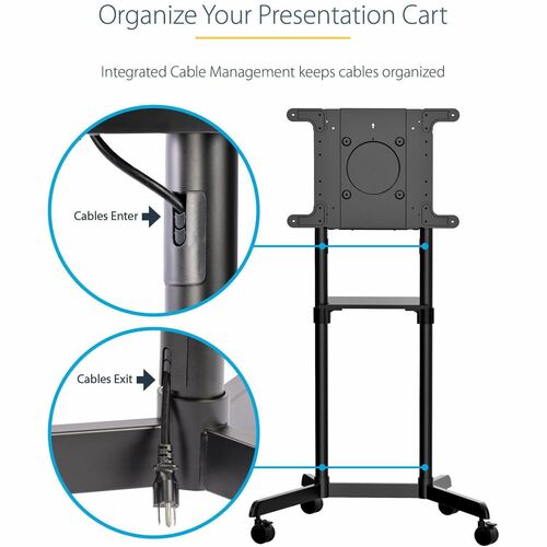 StarTech.com Carrito de TV móvil, carrito de TV portátil con ruedas