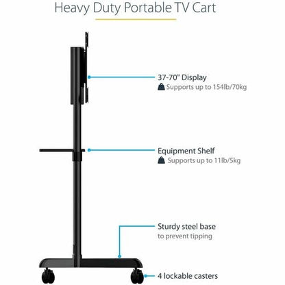 StarTech.com Carrito de TV móvil, carrito de TV portátil con ruedas