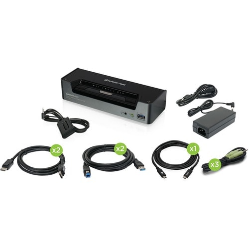 CONMUTADOR KVMP DE 3 PUERTOS USB-C Y DISPLAYPORT CON SUMINISTRO DE ENERGÍA
