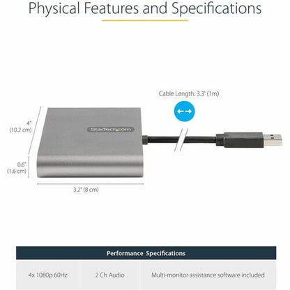 StarTech.com USB 3.0 to Quad HDMI Adapter