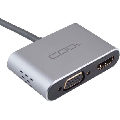 CODi 4-In-1 USB-C Display Adapter (HDMI, VGA, USB-C PD, USB-A 3.0) - 1 x USB Type C - Male