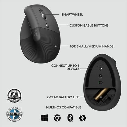 Ratón Logitech Lift Ergo - Óptico - Inalámbrico