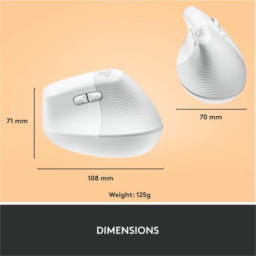 Logitech Lift Vertical Ergonomic Mouse (Off-white) - Optical