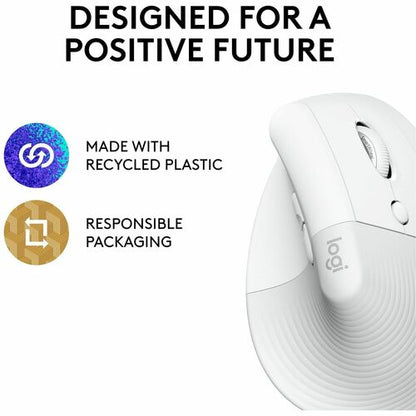 Logitech Lift Vertical Ergonomic Mouse (Off-white) - Optical