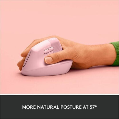 Logitech Lift Vertical Ergonomic Mouse (Rose) - Optical - Wireless