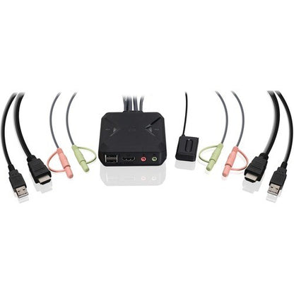 COMMUTATEUR KVM 4K 2 PORTS AVEC CONNEXIONS HDMI, USB ET AUDIO
