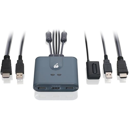 CONMUTADOR KVM FULL HD DE 2 PUERTOS CON CONEXIONES HDMI Y USB