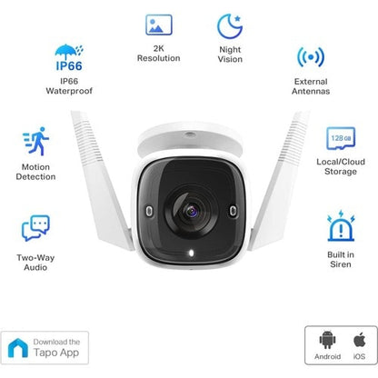 Tapo TAPO C310 3 Megapixel HD Network Camera - 98 ft (29.87 m) - H.264 - 2304 x