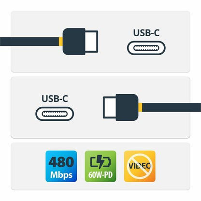 StarTech.com 6ft (2m) USB C Charging Cable Right Angle, 60W PD 3A, Hea