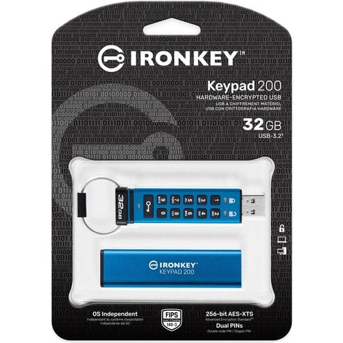 32GB IRONKEY KEYPAD 200 FIPS 1403 LVL 3 PENDING AES256 ENCRYPTED