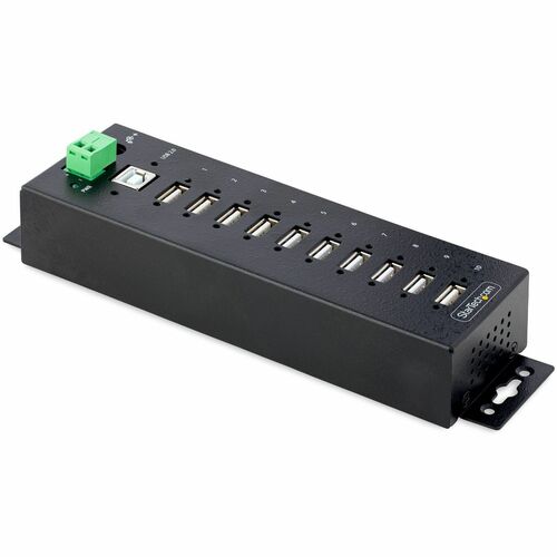 StarTech.com Concentrador USB 2.0 industrial de 10 puertos, concentrador USB robusto con ESD