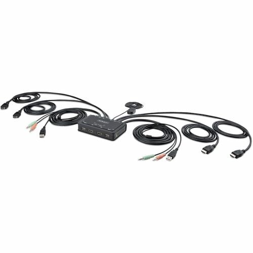 2-PORT COMPACT 4K KVM SWITCH - DUAL-MONITOR CABLE KVM SWITCH