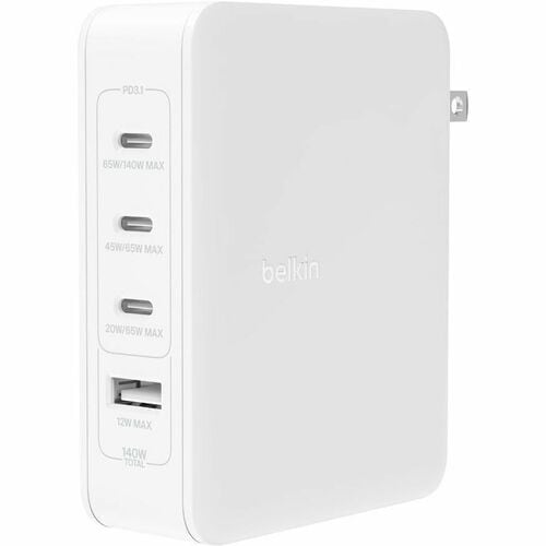 Cargador de pared portátil Belkin de GaN de 4 puertos y 140 W