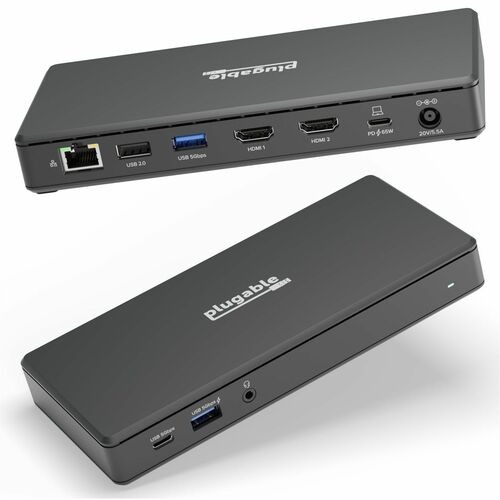 Plugable USB C Docking Station Dual Monitor 2 HDMI